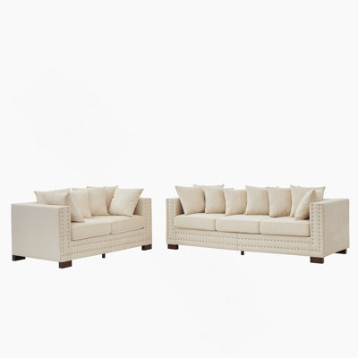 Velvet Upholstered 2+ 3 Seater Sofa