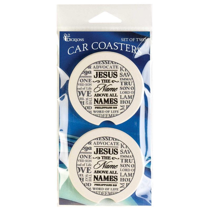Cream and Gray Ceramic 2.5 Inch Car Coaster Set