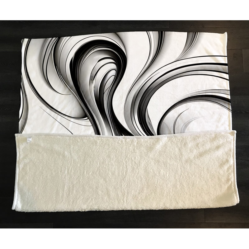 Throw Blanket, 68" W x 80" L, Marble/Abstract, Gray/Black/White