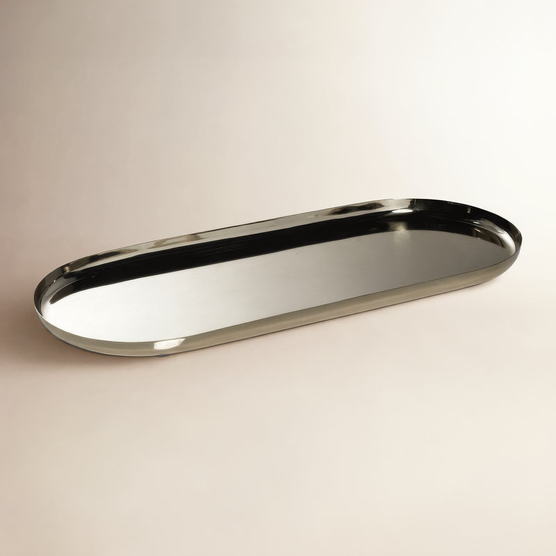 Plateau en acier Joss & Main Wanita, H 0,5 po x l 6,5 po x P 15,5 po, Or
