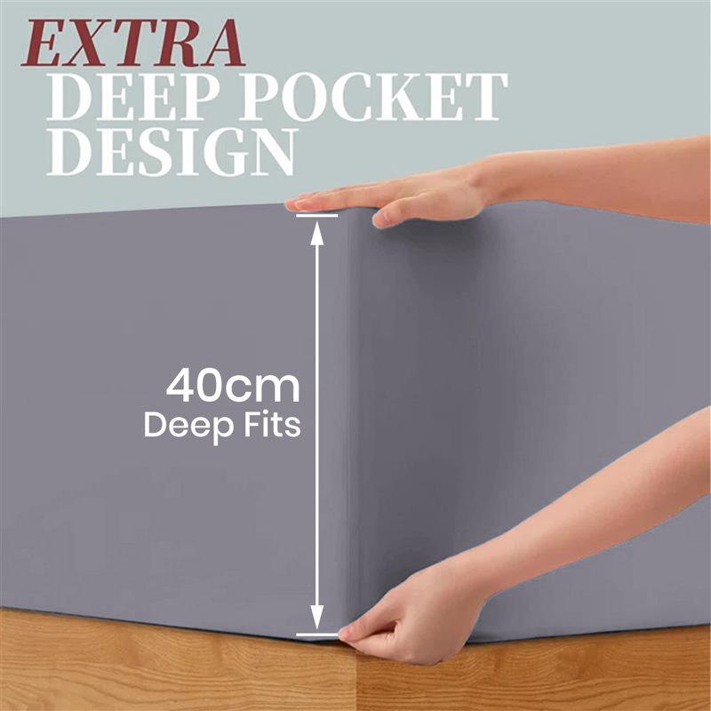 40 cm Soft Brushed Microfiber Extra Deep Fitted Sheet, Kingsize (5'), Grey