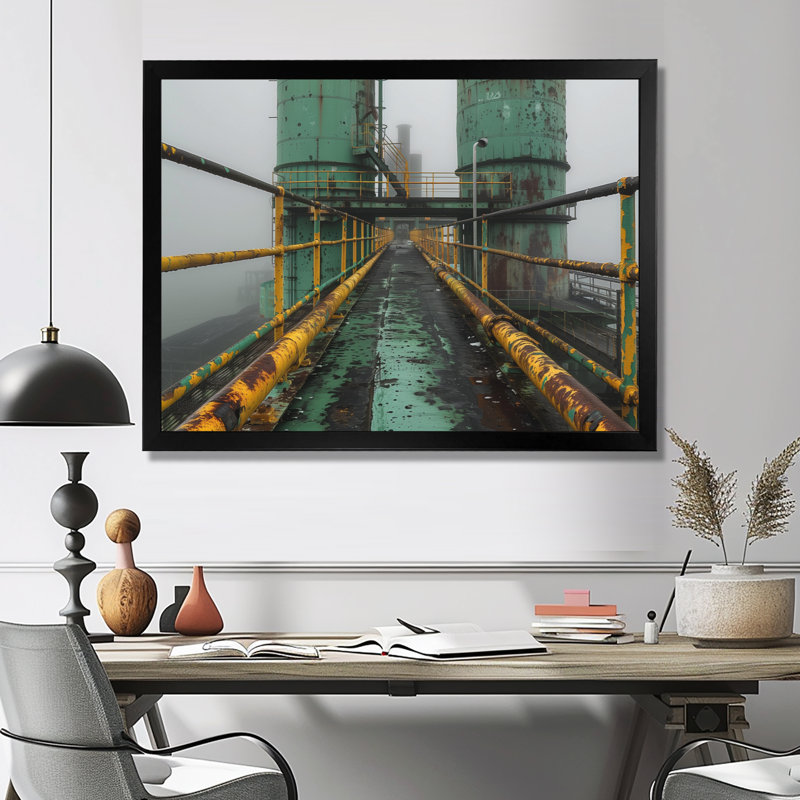 «Monocrhome», impression d'art mural gris et vert, Toile encadrée noire simple, H 24 po x l 32 po x P 1 po