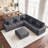 6-Piece Modular Corduroy Sectional Sofa with Ottoman, Reconfigurable Couch Sectional for Living Room, Bedroom, Office-192082826-191823602
