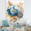 «Natashia Golden Blue Flower Arrangement III», reproduction sur toile