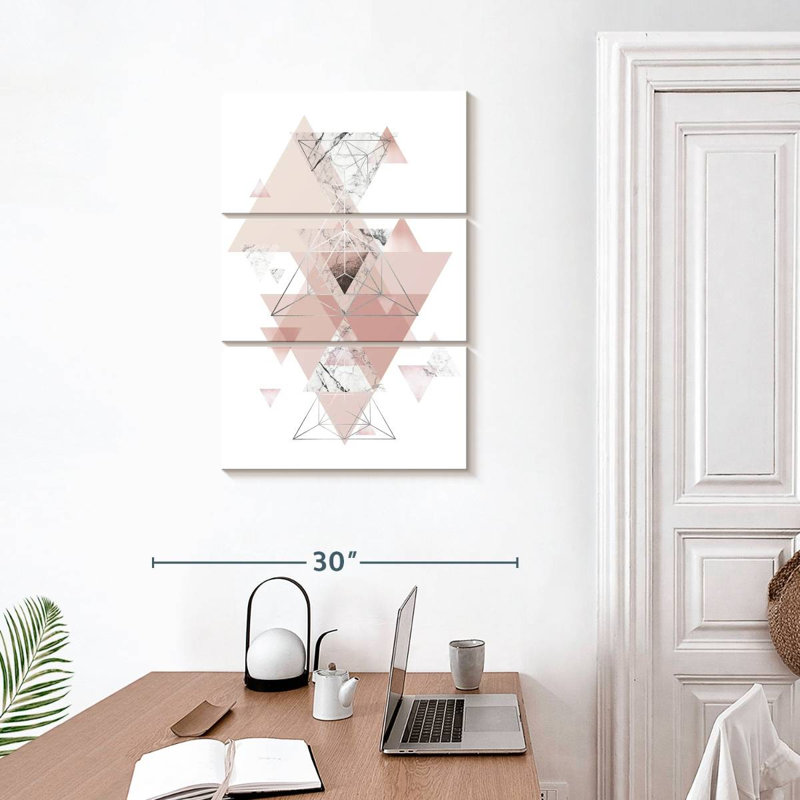 Motif géométrique marbré rose Avery, H 32 po x l 20 po