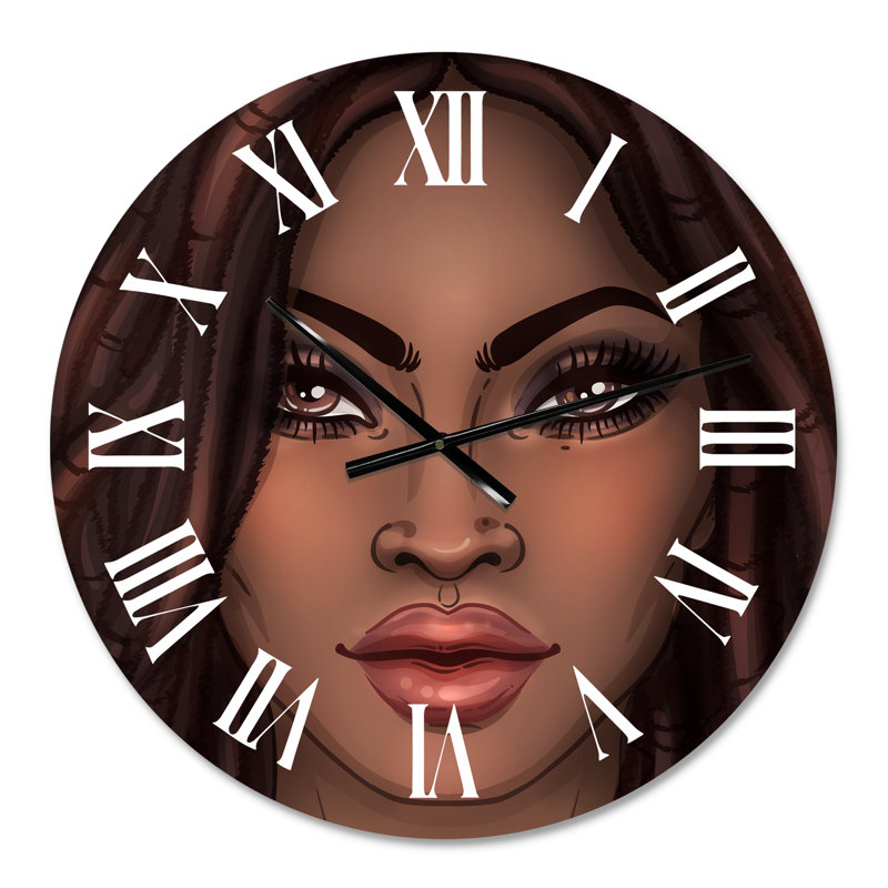 Portrait d'une femme afro-américaine I - horloge murale moderne, Moyenne