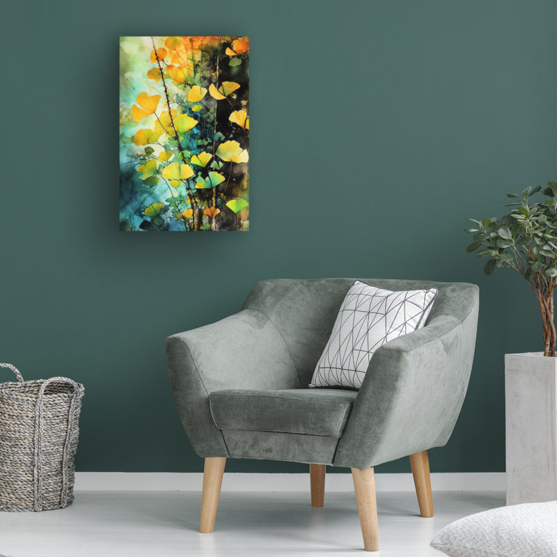 Art sur toile 14 feuilles de bolologia, juste, H 12 po x l 19 po