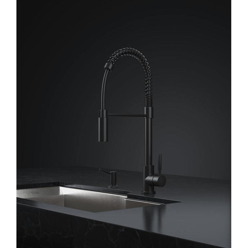 Lux Pull-Down Single Handle Kitchen Faucet with Accessories, Satin Nickel