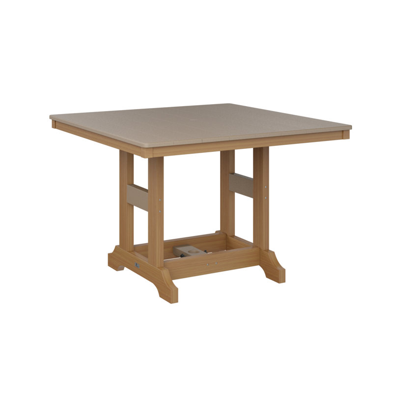 Garden Classic Outdoor Square Bar Table, Weatherwood, Natural Teak