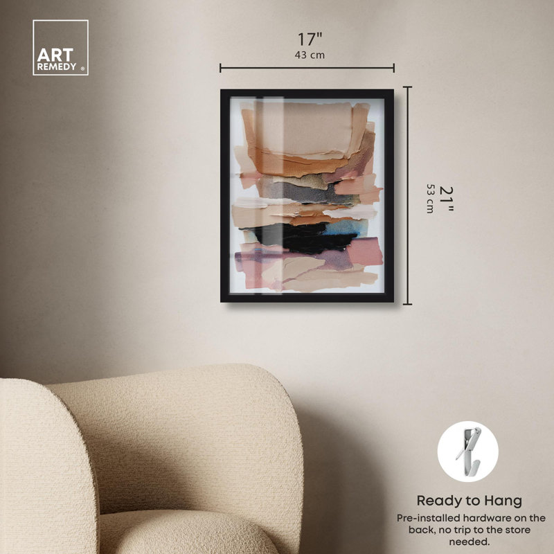 «Sandy Terraces Boho Art Shadowbox» par Art Remedy, Noir, H 21 po x l 17 po