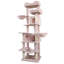 Arbre à chat 68 po multi-niveaux avec hamacs, panier suspendu, grotte pour chat, coussin amovible, poteaux à griffes 68 po-129683636