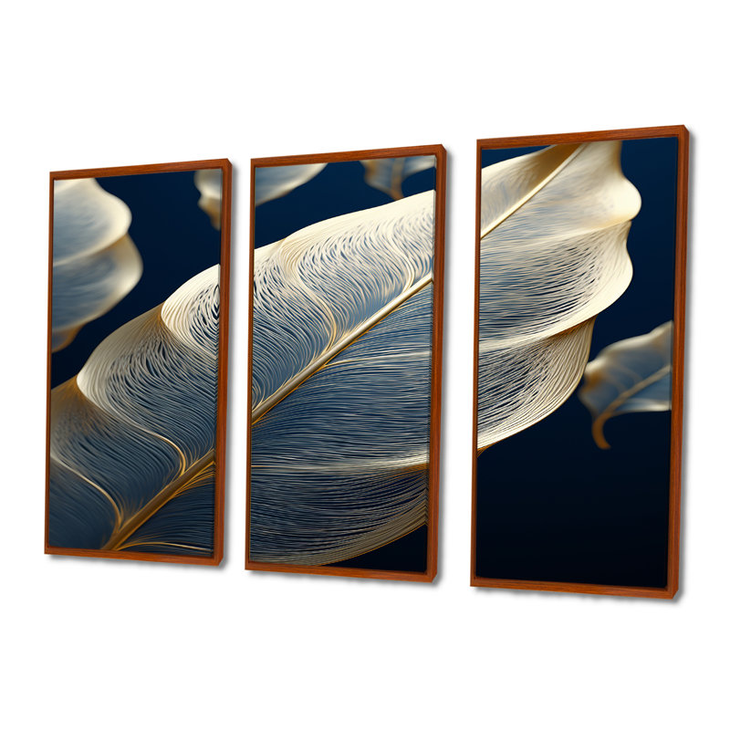 Ensemble de salon mural Laken - Leaves, Cadre flottant brun, H 32 po x l 48 po x P 1 po