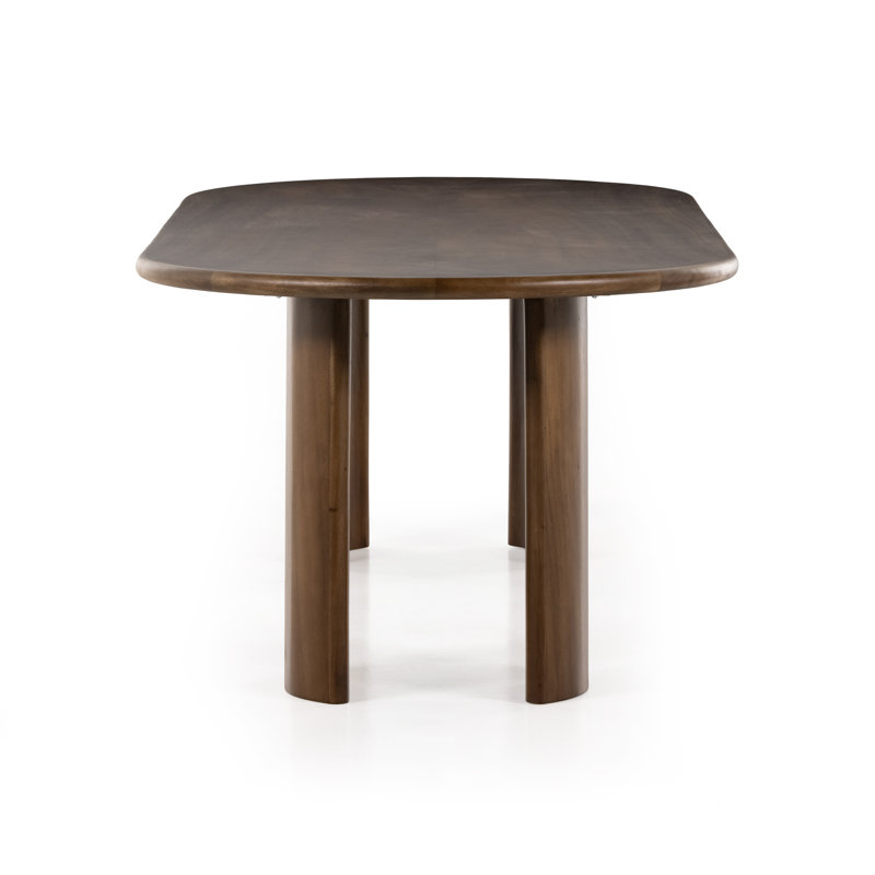 Contemporary Dark Brown Oval Wood Dining Table, 98.5"