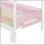 Lit superposé en bois en forme de maison avec glissière et escalier de rangement, cadre de lit simple / simple pour enfant, blanc + rose-129230803