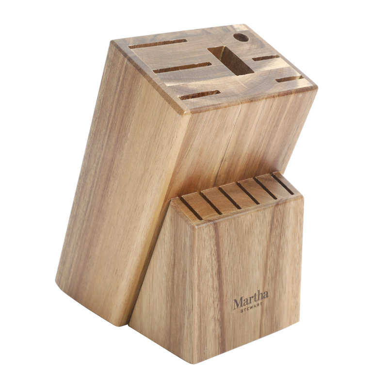 Gray 14-Piece Stainless Steel Cutlery Set with Acacia Wood Block