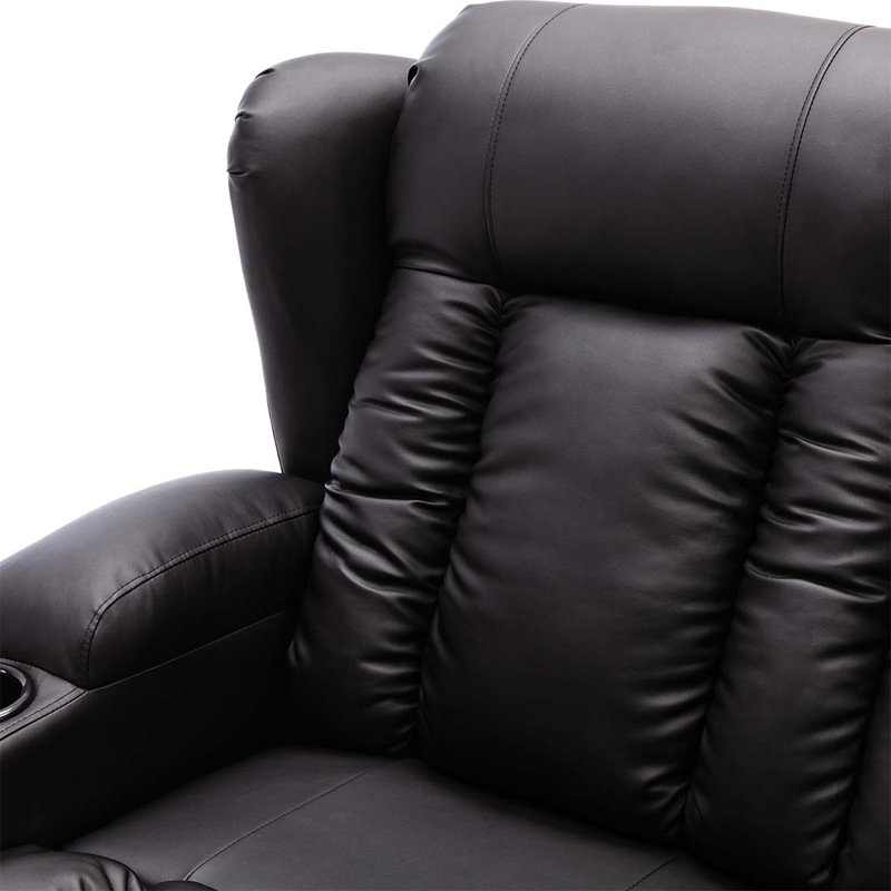 Deneishia 3 Seater Linen Reclining Sofa, Black