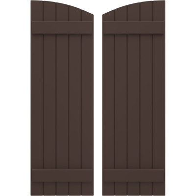 Americraft (2 Batten) Joined Board-n-Batten Shutters w/ Elliptical Top (Per Pair)