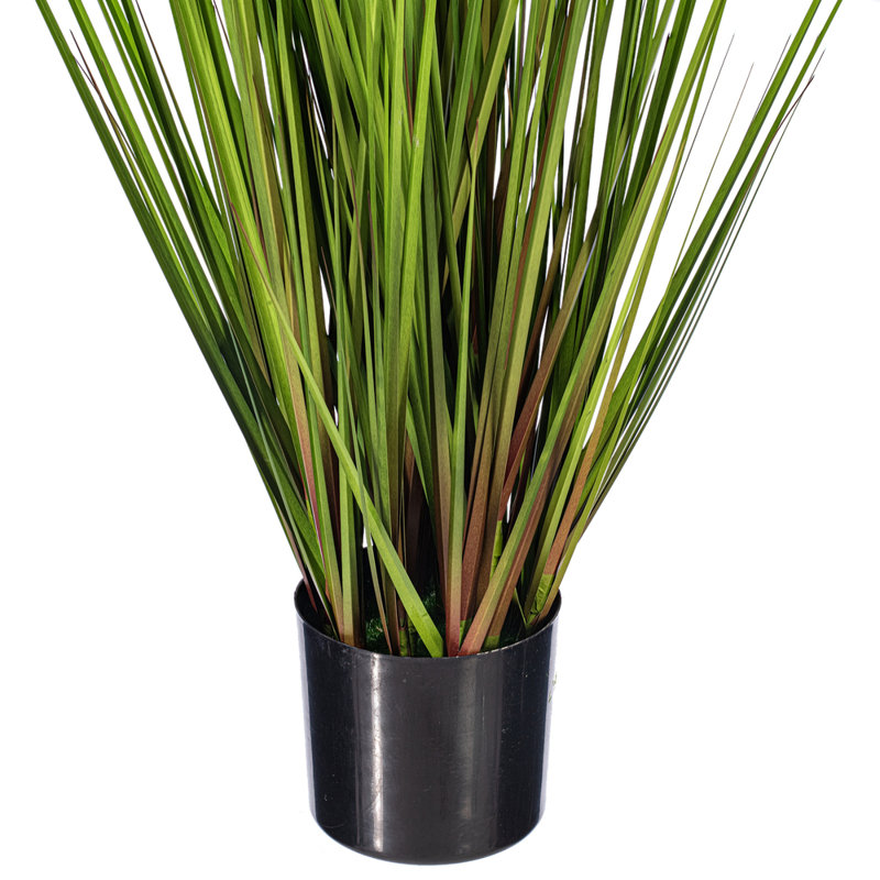 36" Artificial Potted Green/Burgundy Flax Grass, 36" H x 8" W x 8" D