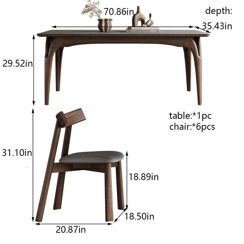 Ensemble de table de salle à manger et chaises Matte Rock, H 29,52 po x L 70,86 po x l 35,43 po