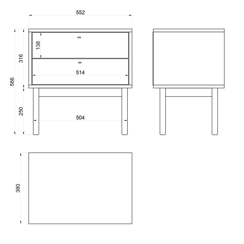 Alyssya 55cm W Steel Bedside Table