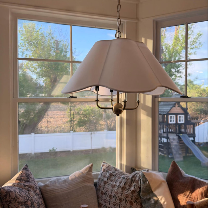 4-Light Scalloped Flower Fabric Shade Chandelier