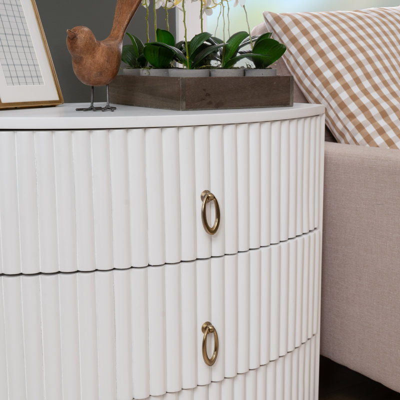 Chantel 3 Drawer Nightstand White, White