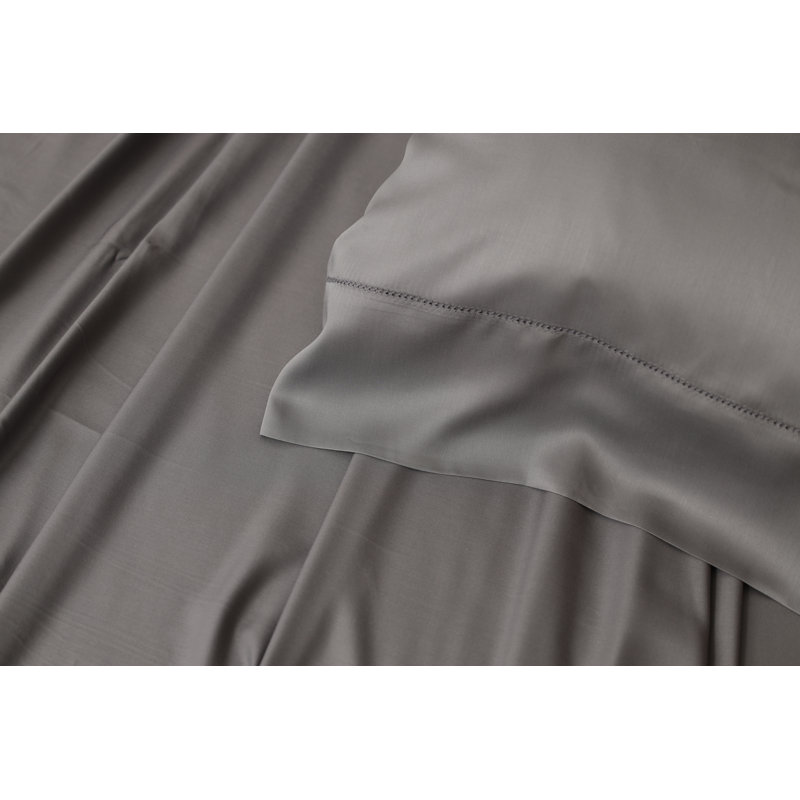 Ensemble de literie en rayonne, Perle noire, Ensemble de draps pour grand lit avec 2 taies d'or