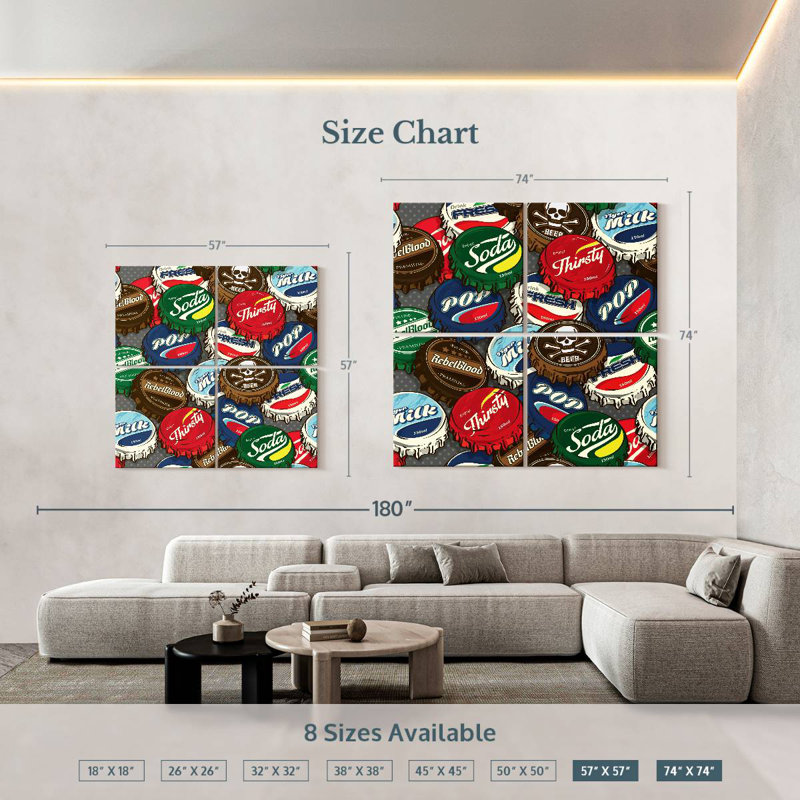 Soda Bottle Caps, 74" H x 74" W