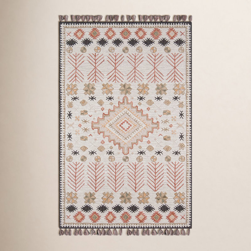 Tahoe Wool Southwestern Area Rug in Pink/Beige/Black, Rectangle 7'6" x 9'6"
