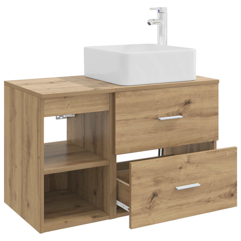 Vanity & Mirror Set, Artisan Oak
