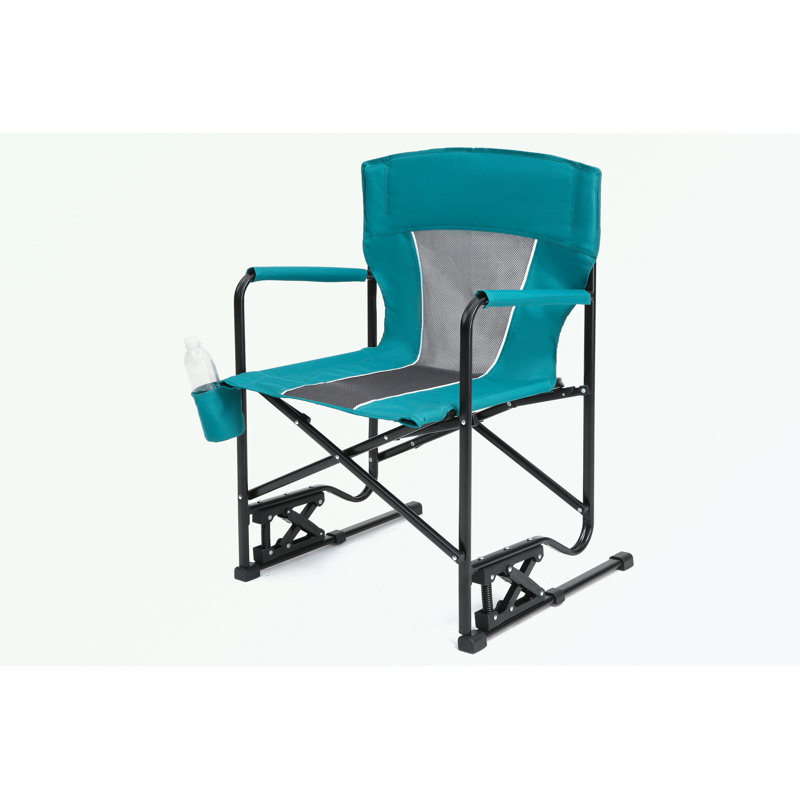 Chaise de jardin pliante avec accoudoirs durables et porte-gobelet, Bleu