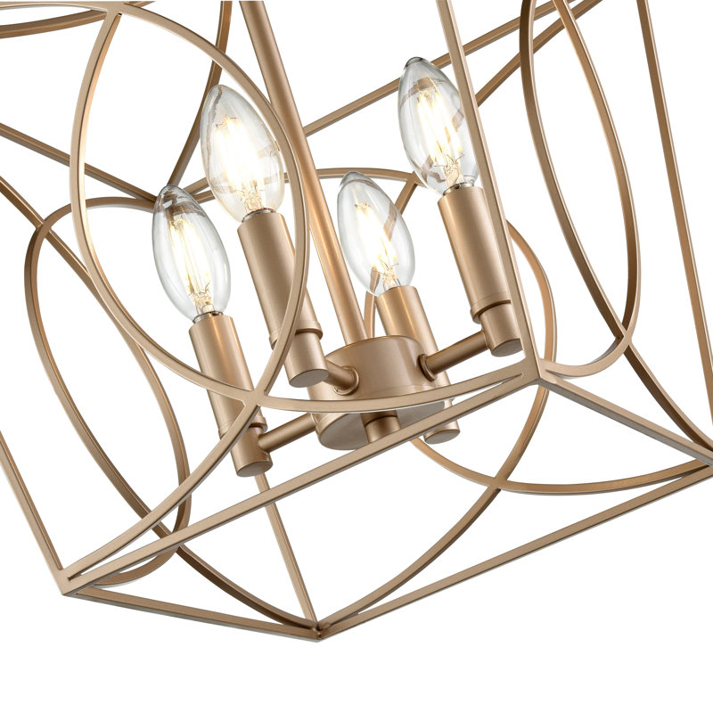 Plafonnier semi-encastré 4 lumières Gracie Oaks Dumais, Or moderne peint