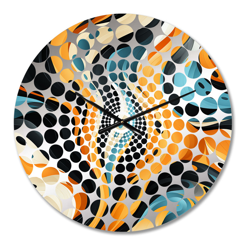 Futurisme rétro dans les vagues orange et bleues - Horloge murale abstraite, Médium