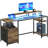 Computer Desk with LED Lights, USB Ports, Gaming Desk with Storage Shelves, Monitor Stand