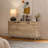 53.3'' W Natural Oak Grain Sideboard 3-Door Buffet Cabinet with Curved Corners