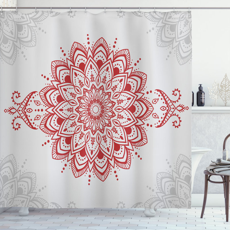Floral Shower Curtain with Hooks Included, Pale Purpleblue, 84" H x 69" W