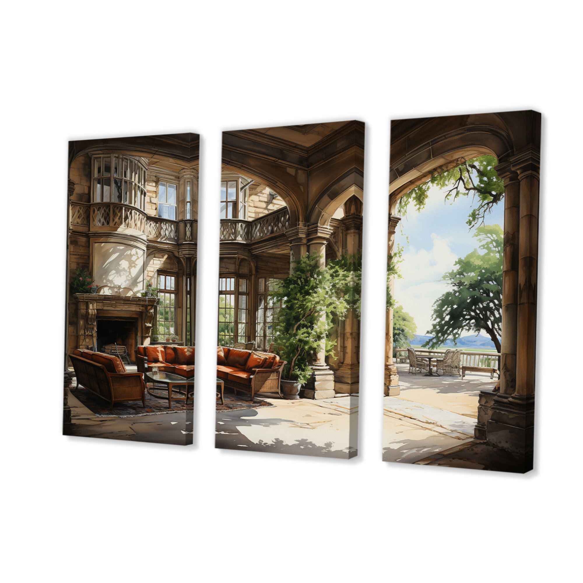 Charlton Home® Country Clubs Elegant Retreat II On Canvas 3 Pieces ...