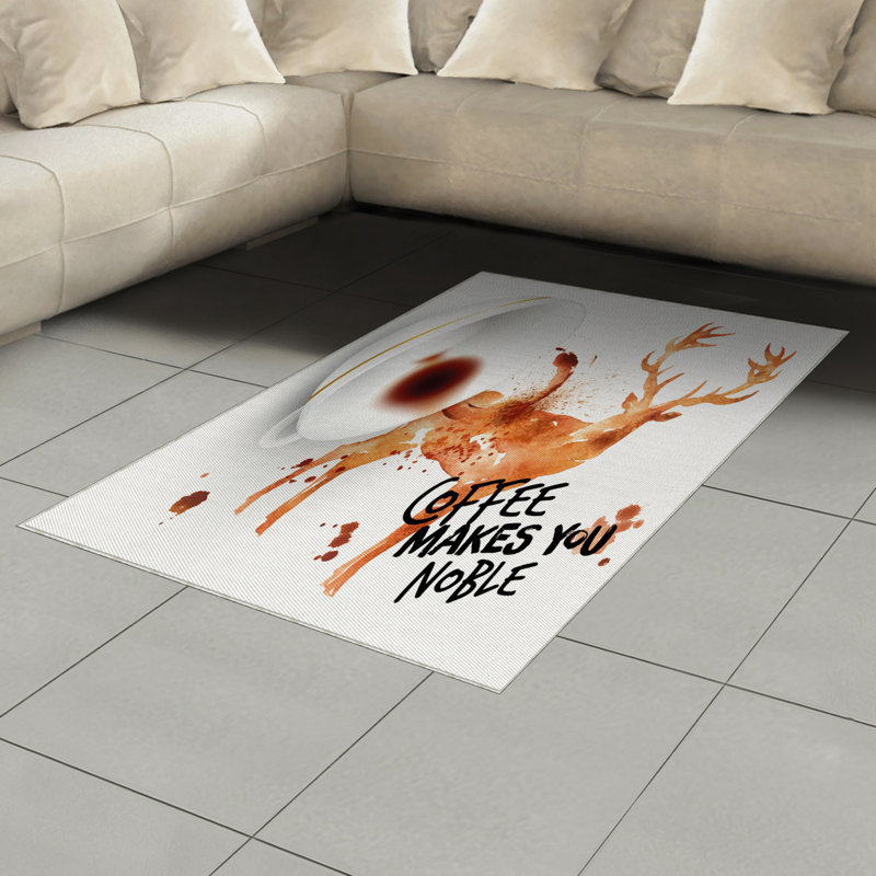 Coffee Art High Density Long Fiber Poly Threads Decorative Area Rug Carpet, Rectangle 4' x 5'8"