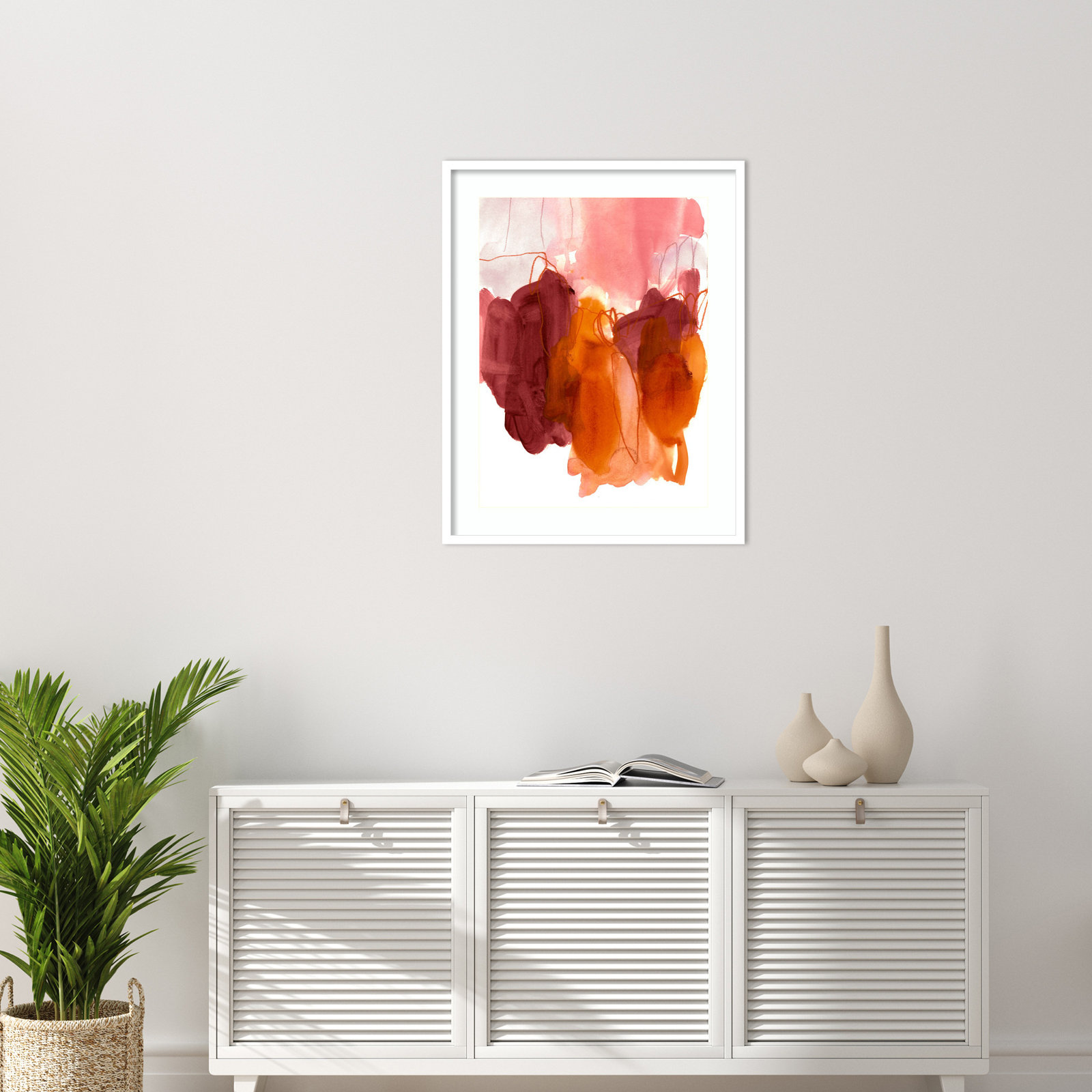 Orelia "Abstract Painting X" Print, White, 33" H x 26" W