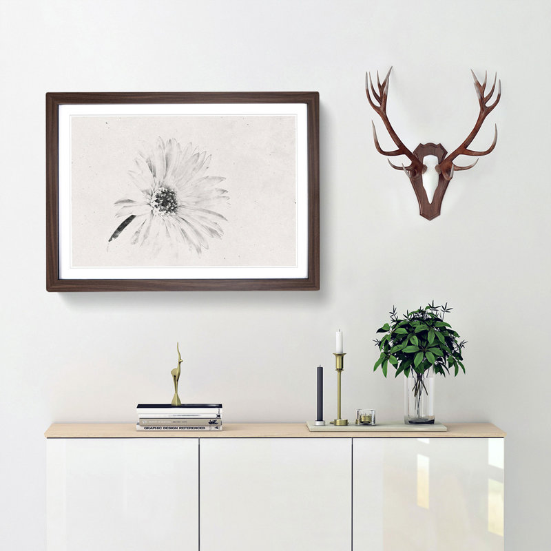 Flower - Picture Frame Painting Print, 36cm H x 48cm W x 2cm D, Walnut Framed