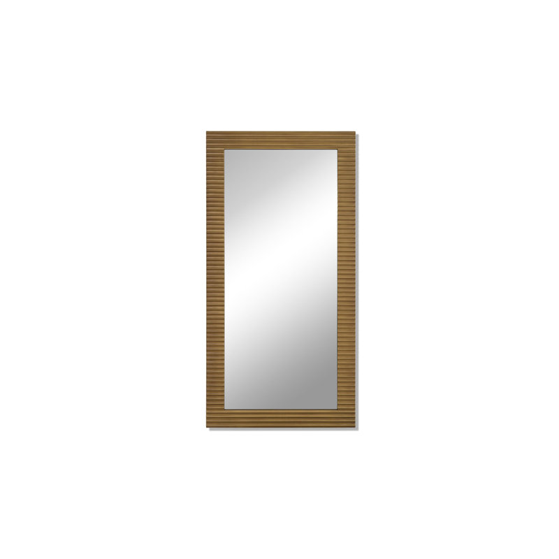 Jakaree Wood Rectangle Mirror, Brushed Brass