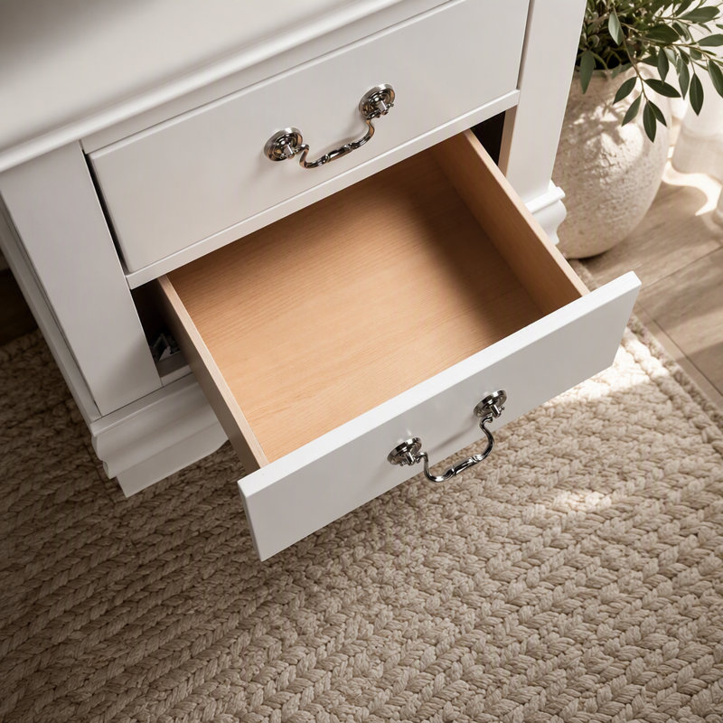 Table de chevet à finition blanche 1pc, Blanc