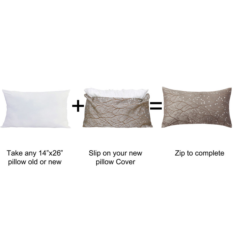 Floral Rectangular Lumbar Pillow Cover, Khaki
