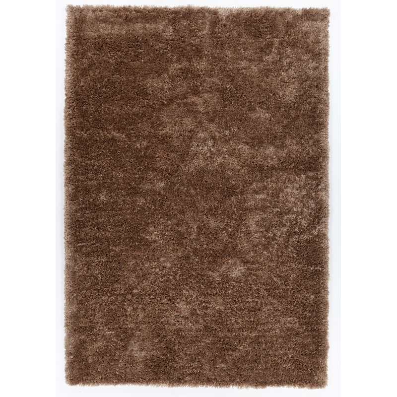 Tapis brun fait main poils longs Schreiner, Rectangle 5 pi x 7 pi 6 po