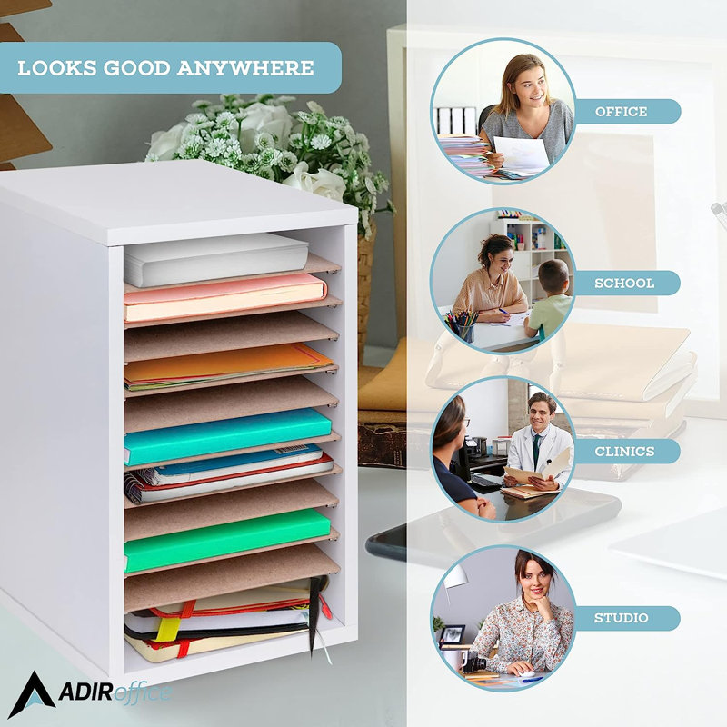 White MDF 11-Compartment File Organizer