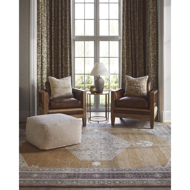 Riviera Hand Knotted Area Rug in Tan, Runner 3' x 10'