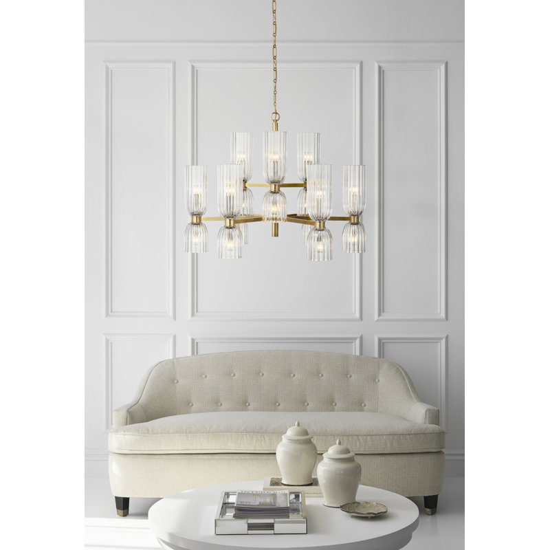 Aerin Asalea Medium Two-Tier Chandelier, Antique Brass