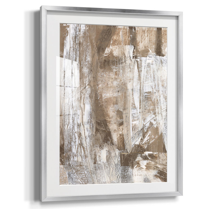 Reproduction encadrée neutre imprimé Andaman II, Papier avec cadre argenté, Blanc