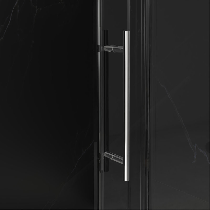 Porte de douche sans cadre de 56 à 60 po x H 76 po, porte de douche coulissante, avec cabine de douche en verre trempé épais de 3/8 po (10 mm) de première qualité, couche facile à nettoyer à double face, finition chromée avec tampon