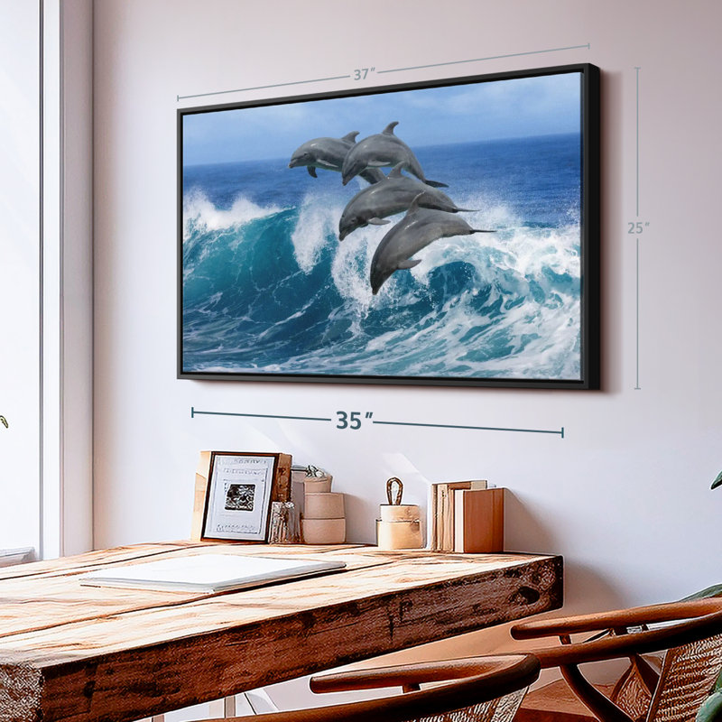 «Dolphins In Hawaii Wall Art», H 25 po x l 37 po